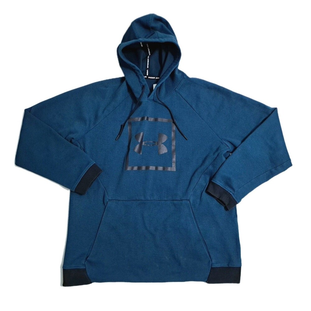 Under Armour Men's 2XL Hoodie Sweatshirt Gym Run Blue Black Unstoppable